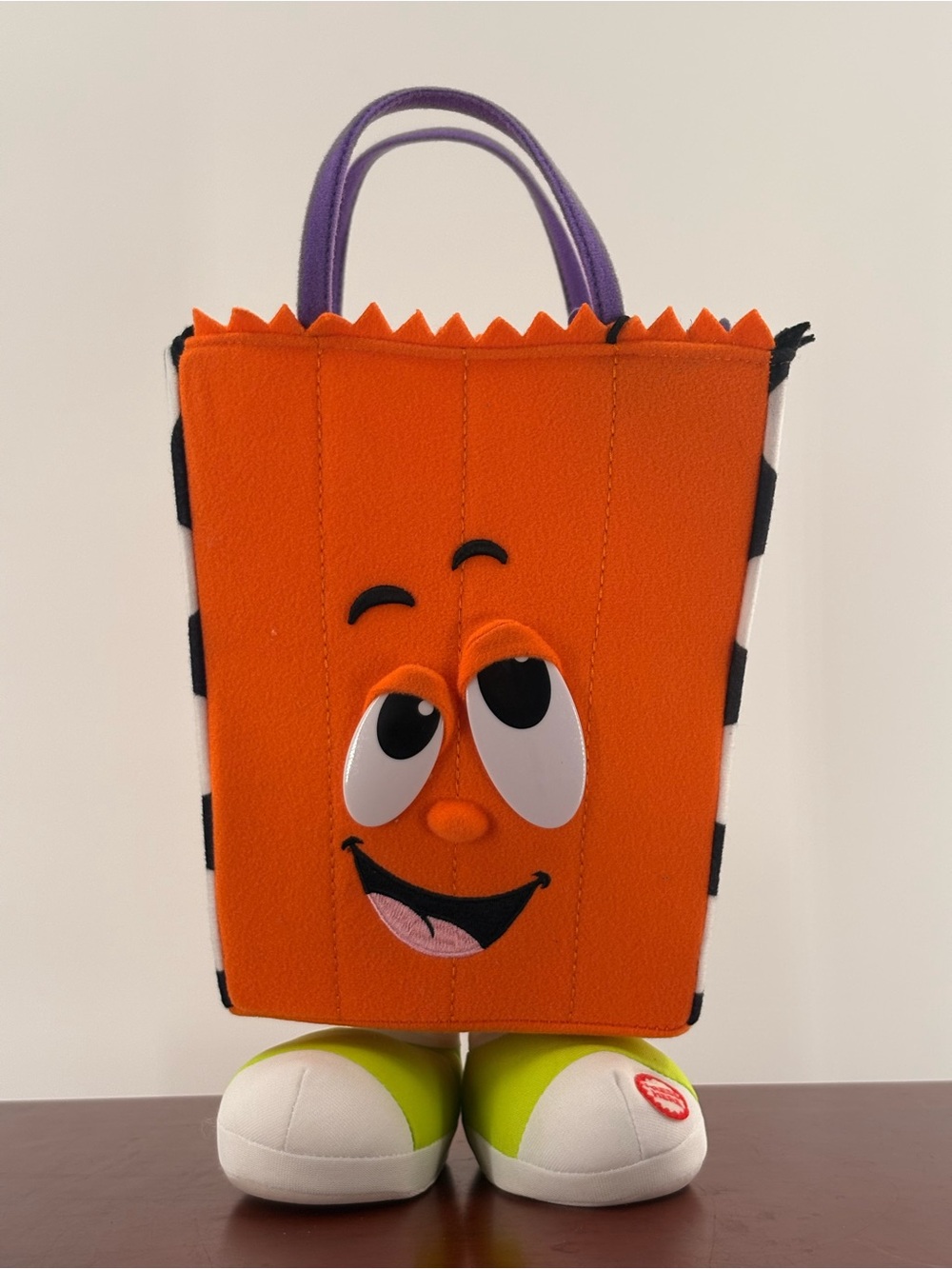 Kids Orange Character Tote Bag with Purple Handles